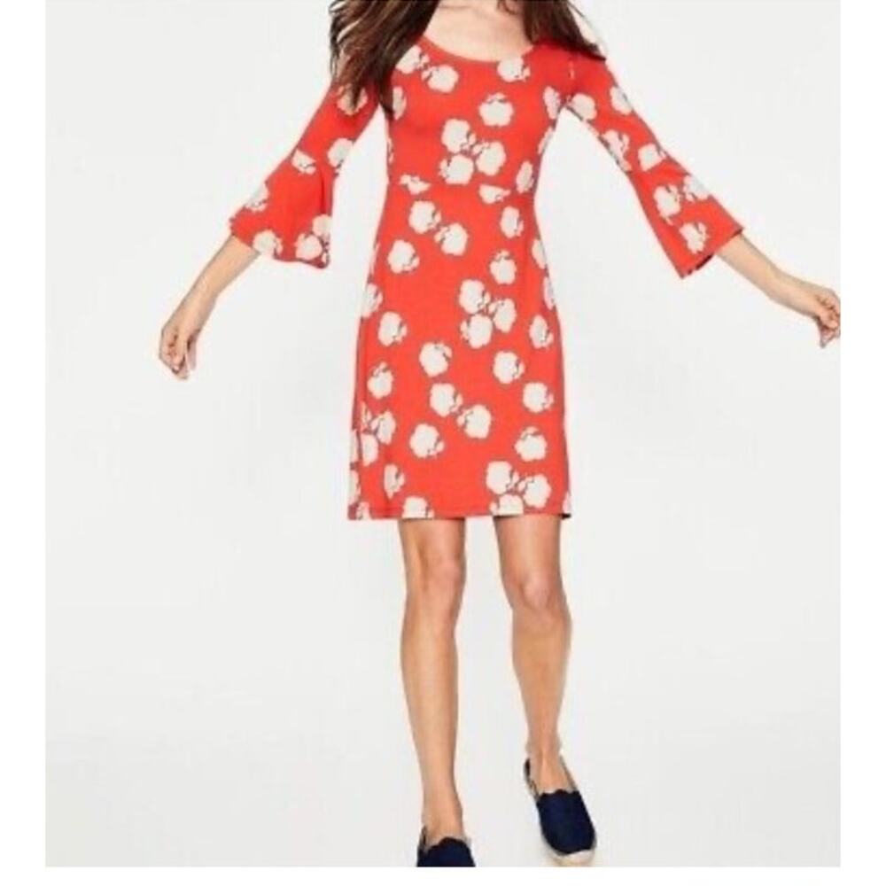 Boden Miriam Orange Print Jersey Dress sz 10 L - Picture 6 of 8